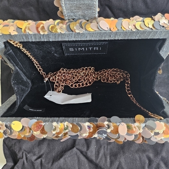 New Simitri Sequin Embellished Metallic Disco Convertible Clutch/Handbag NWT - Picture 15 of 16